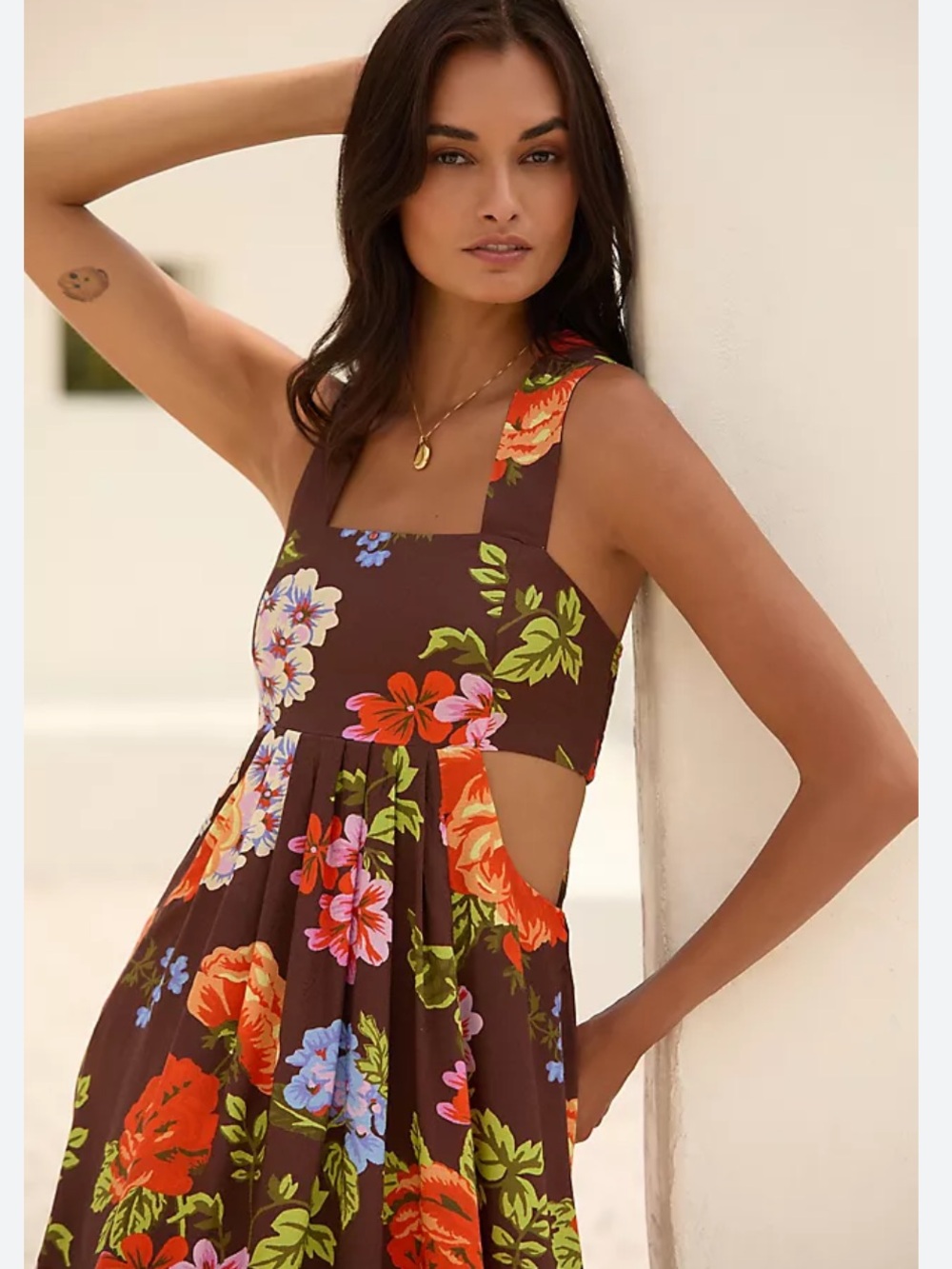 Anthropologie The Piper Bandeau Maxi Dress in Chocolate Brown Floral Size M - Picture 2 of 16